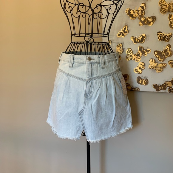Free People Side Car Mini Skirt jean denim size 28 inches - Picture 5 of 16